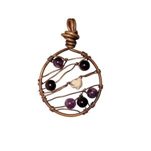 Handmade wire pendant with Faux stone's and rock